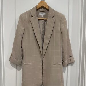 Taupe Checkered Blazer Calvin Klein